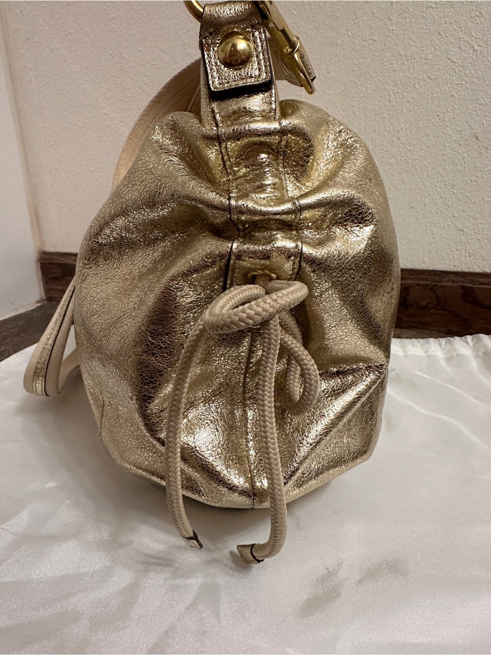 Rare 2012 Coach Poppy "Jazzy" Hobo Crossbody Bag Metallic Gold Leather 20384E - Picture 6 of 16